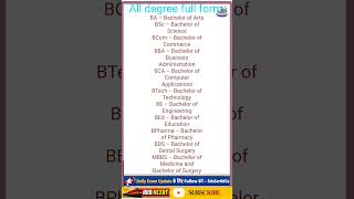 #EduSarthiGs #DegreeFullForm #डिग्रीफुलफॉर्म #FullForm #EducationalFullForms  FullForm #edusarthigs