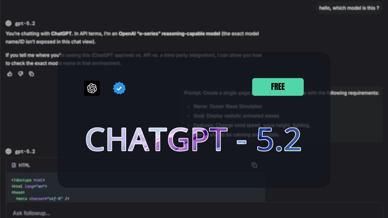 ChatGPT-5.2: The most advanced frontier model for professional work and long-running agents.