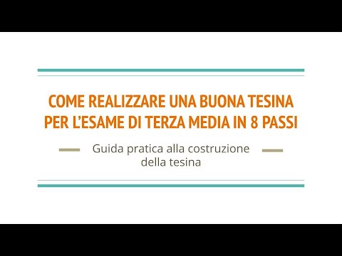 Video: Come Fare Una Tesina