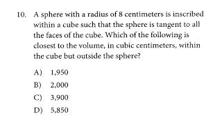 SAT Math Prep 13 Three Dimensional Figures Q10