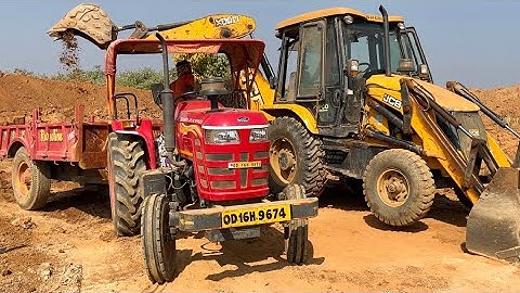 Jcb 3dx Machine Making Pond and Loading Red Mud In 2 Tractors | New Mahindra Tractor | Eicher 485