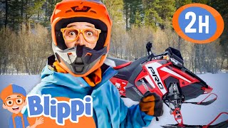 Blippi's Red Snowmobile ❄️☃️ | Blippi | 🔤 Moonbug Subtitles 🔤 | Learning Videos