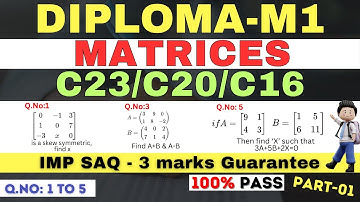 "Diploma M1: Matrices Short answer questions for C23/C20/C16" | Part 1