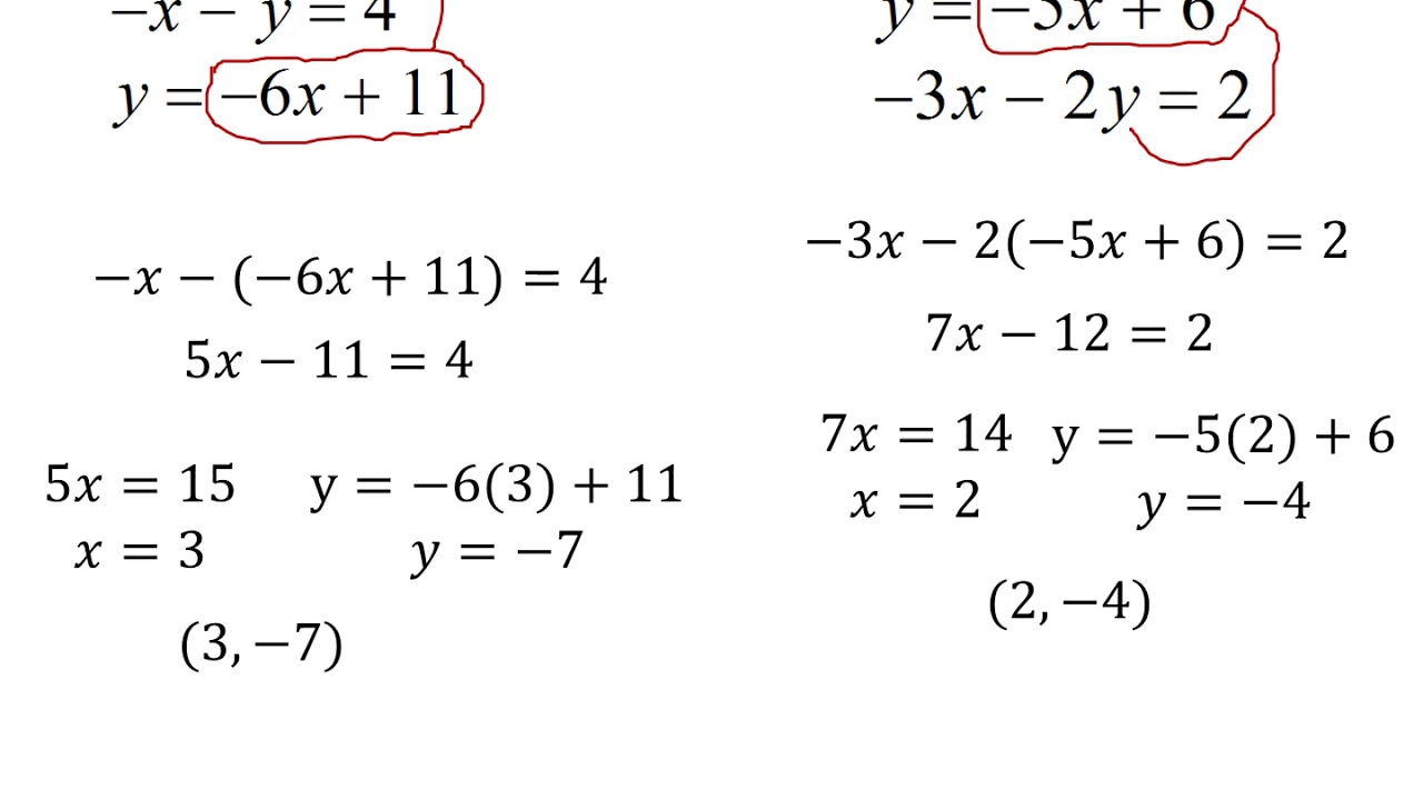 solving-systems-of-linear-equations-with-substitution-youtube