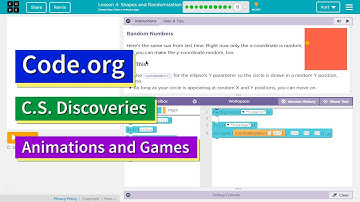 Shapes and Randomization Lesson 4.10 in 2019 Code.org CS Discoveries Animation and Games