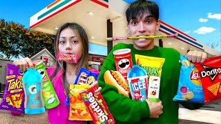 Eating Only GAS STATION FOOD for 24 Hours! 🤮