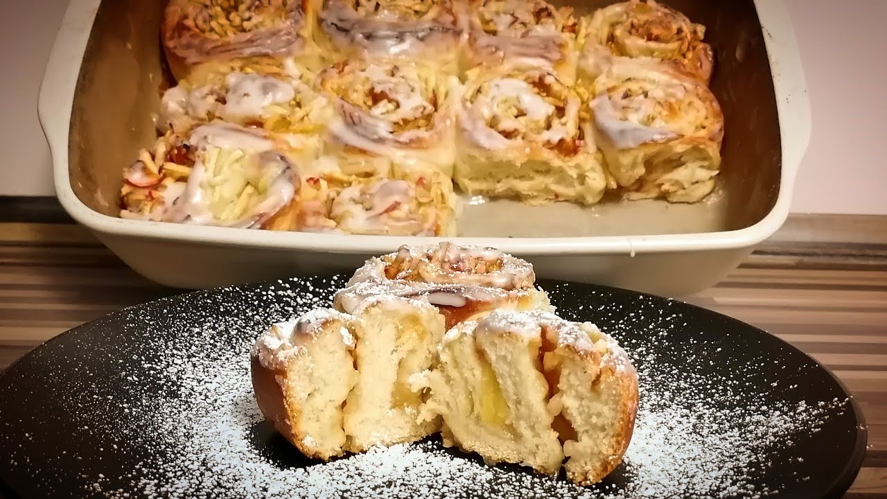 сочные и пушистые яблочные улитки / дрожжевые рулеты / булочки с корицей / дрожжевое тесто