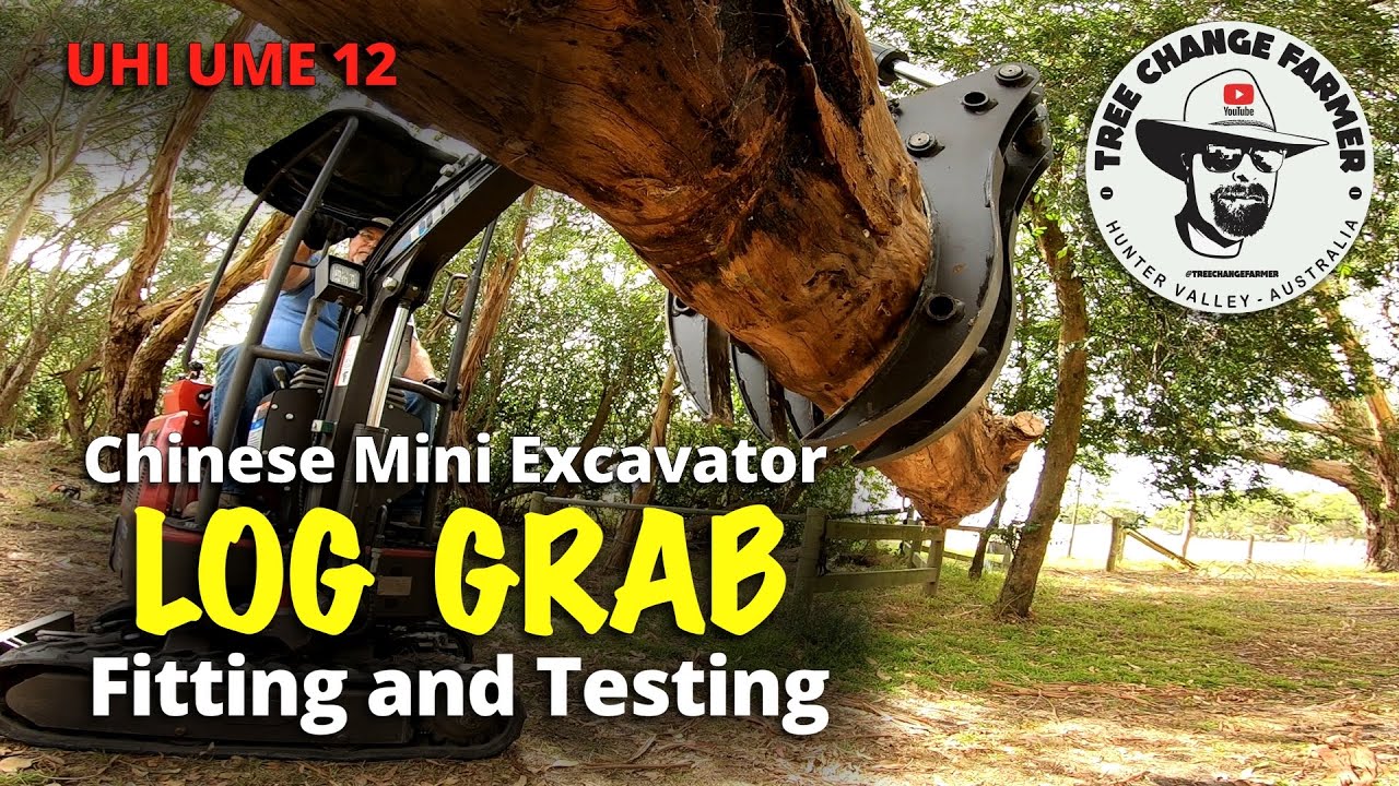 Chinese Mini Excavator LOG GRAB (GRAPPLE) - Fitting and Testing on a UHI UME 12 #miniexcavator