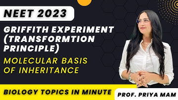Griffith Experiment( transformtion principle) | Molecular Basis of Inheritance  | NEET 2023