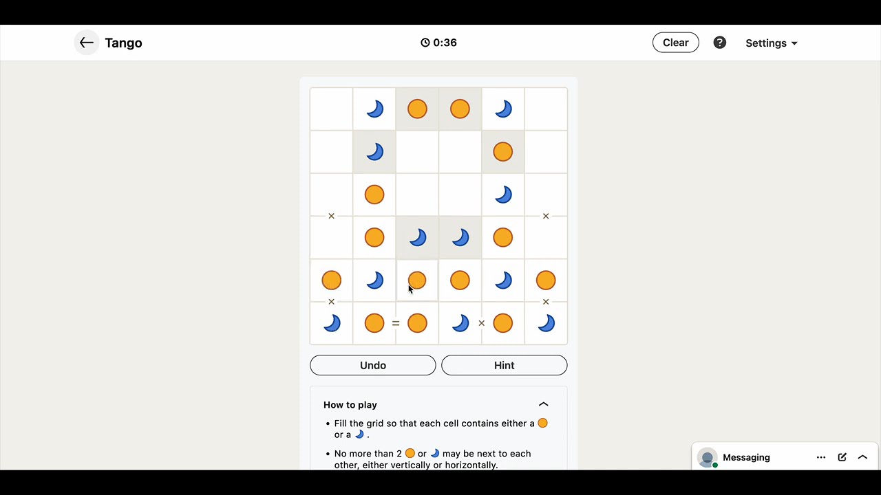 LinkedIn Tango #211 Today's Answer