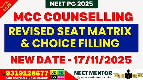 NEET PG 2025 🔥 MCC Counselling Herziene Stoelmatrix & Keuze Vuldatum / Laatste Nieuws & Updates