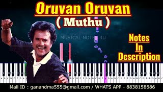 Video thumbnail of "Oruvan Oruvan mudhalali Piano Notes | Ar Rahman | MUTHU | Musical notes 4u"