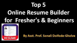 Top 5 Online Resume Builder for freshers and experienced