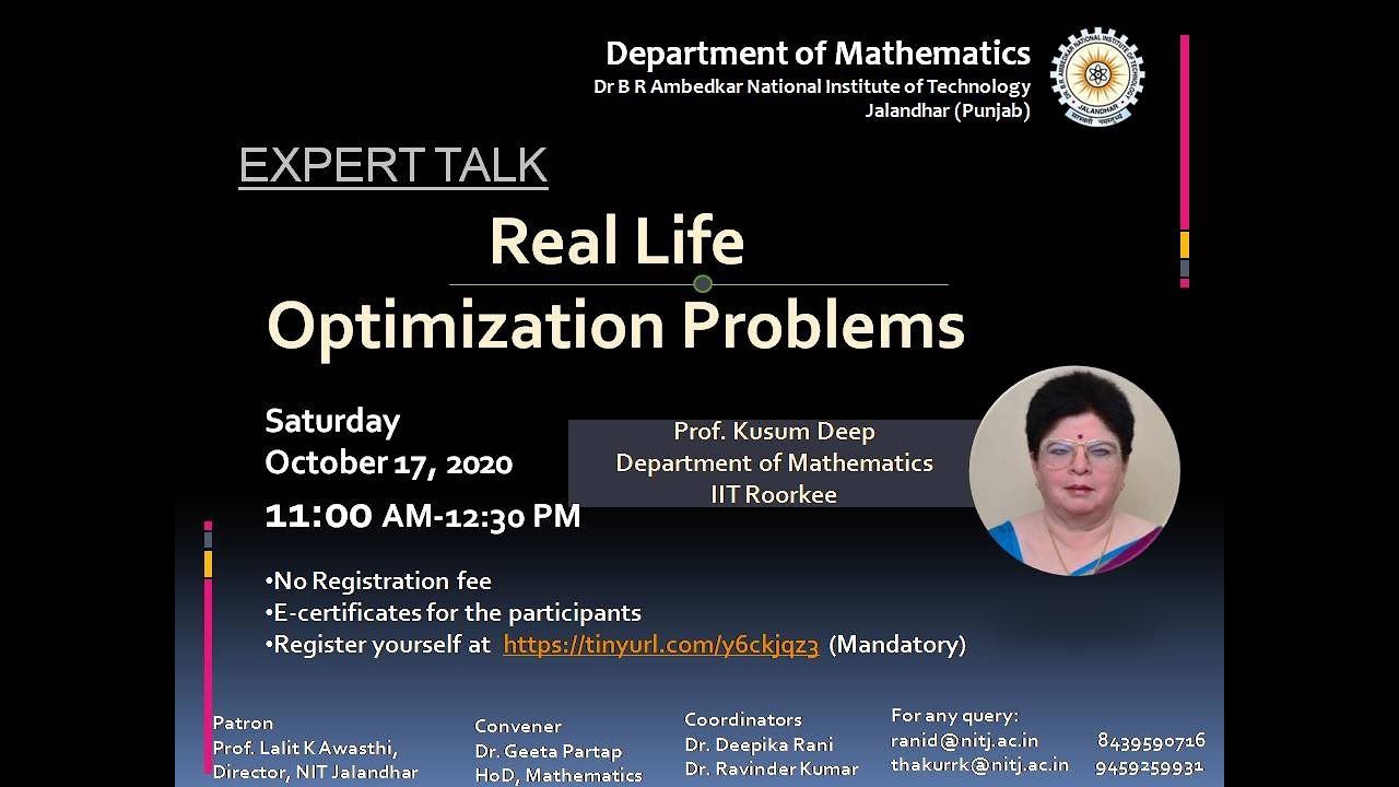 Expert Talk On Real Life Optimization Problems On October 17 2020 expert-talk-on-real-life-optimization-problems-on-october-17-2020