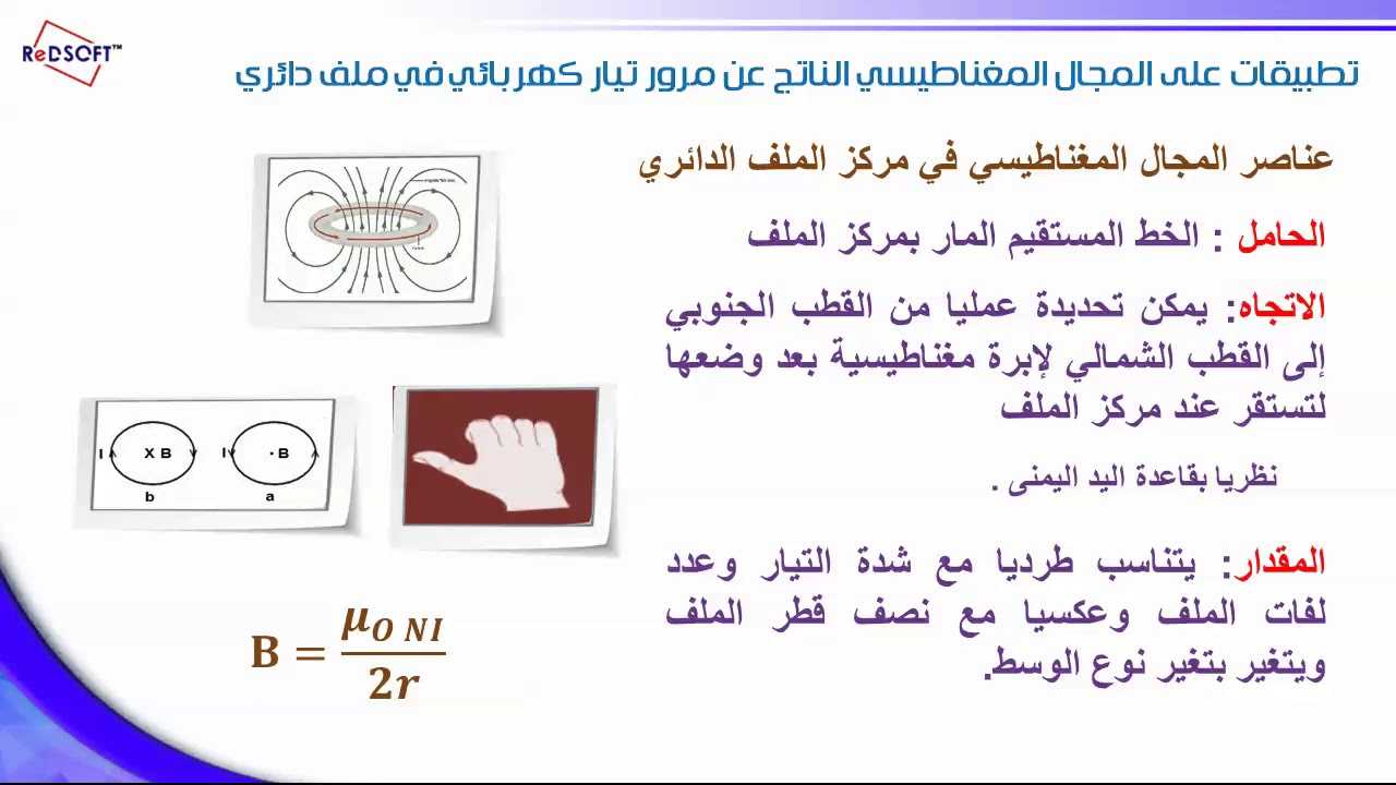 المجال المغناطيسي فى ملف دائري