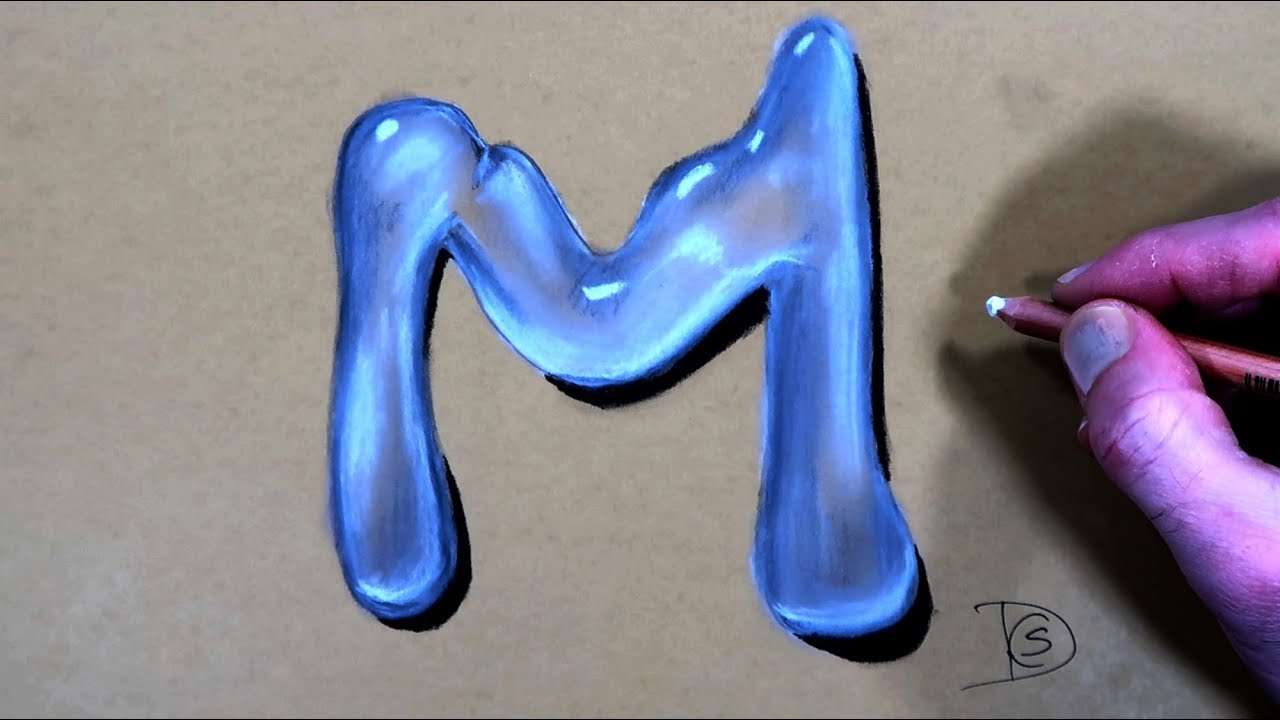 How to Draw a Letter M in Water With Dry Pastel pencils