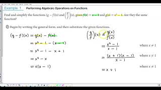 Math 10 3.4 Example 1 Performing Algebraic Operations on Functions