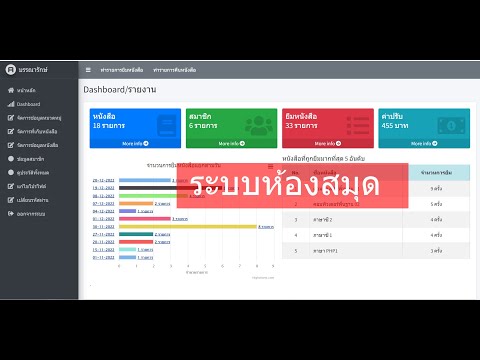 ระบบห้องสมุด PHP PDO MySQL  แสดงการทำงานระบบพิมพ์บาร์โค้ด