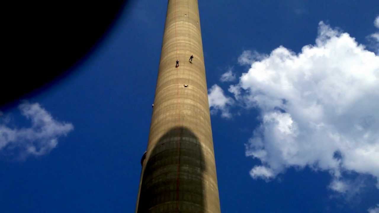 Inspection on 600' Chimney Smoke Stack - YouTube