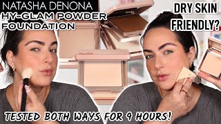 NEW NATASHA DENONA HY-GLAM POWDER FOUNDATION TESTED BOTH WAYS! *Dry Skin Review* + 9 Hour Wear Test!