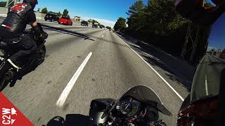 R1 and R6 play on the highway | First Ride on a Yamaha R1