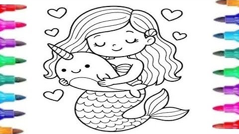 Mermaid Drawing easy |how to draw cute Mermaid drawing, colouring for kids and toddlers 