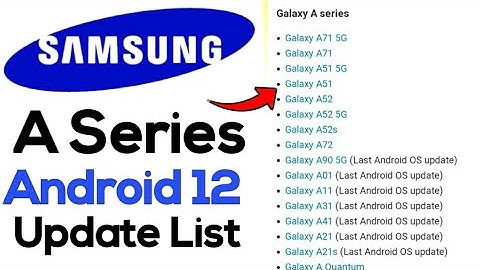 Samsung A Series Android 12 OneUI 4.0 Update List - A50 A50S A51 A52 A52s A71 A72 A32 A31 A22 A22 5G