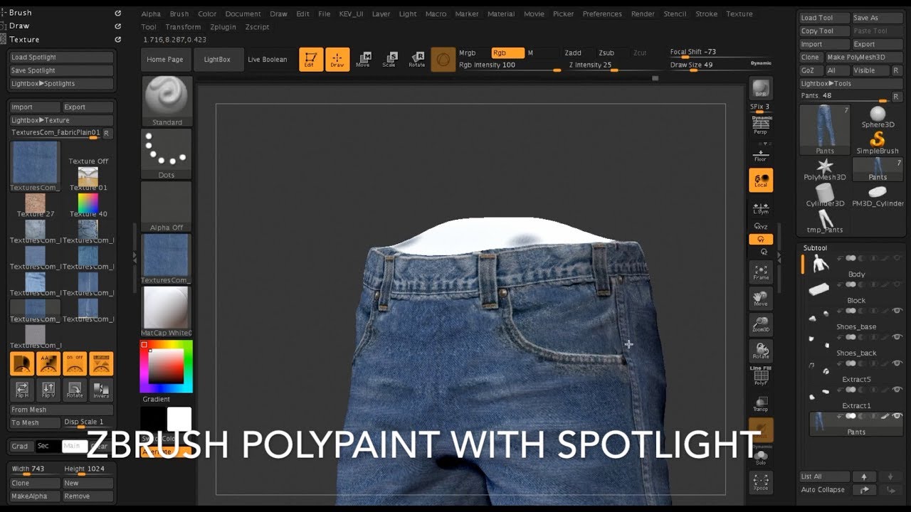 zbrush add to spotlight button missing