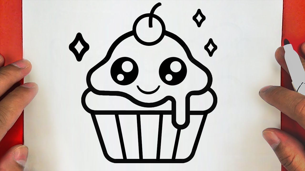 Como desenhar CUPCAKE Fofo Kawaii ❤ Desenhos Bonitos - Desenho