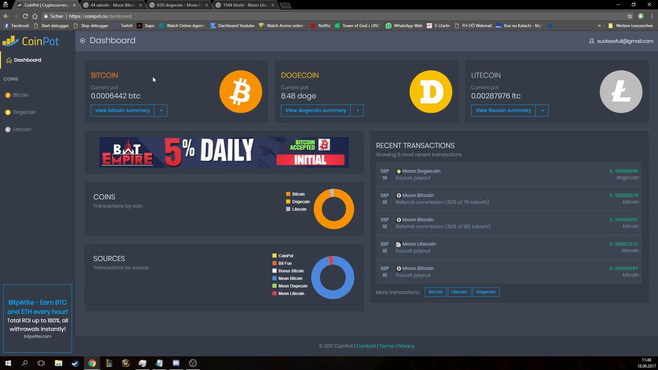 Earn Bitcoin Dogecoin And Litecoin With Coinpot Tutorial - 