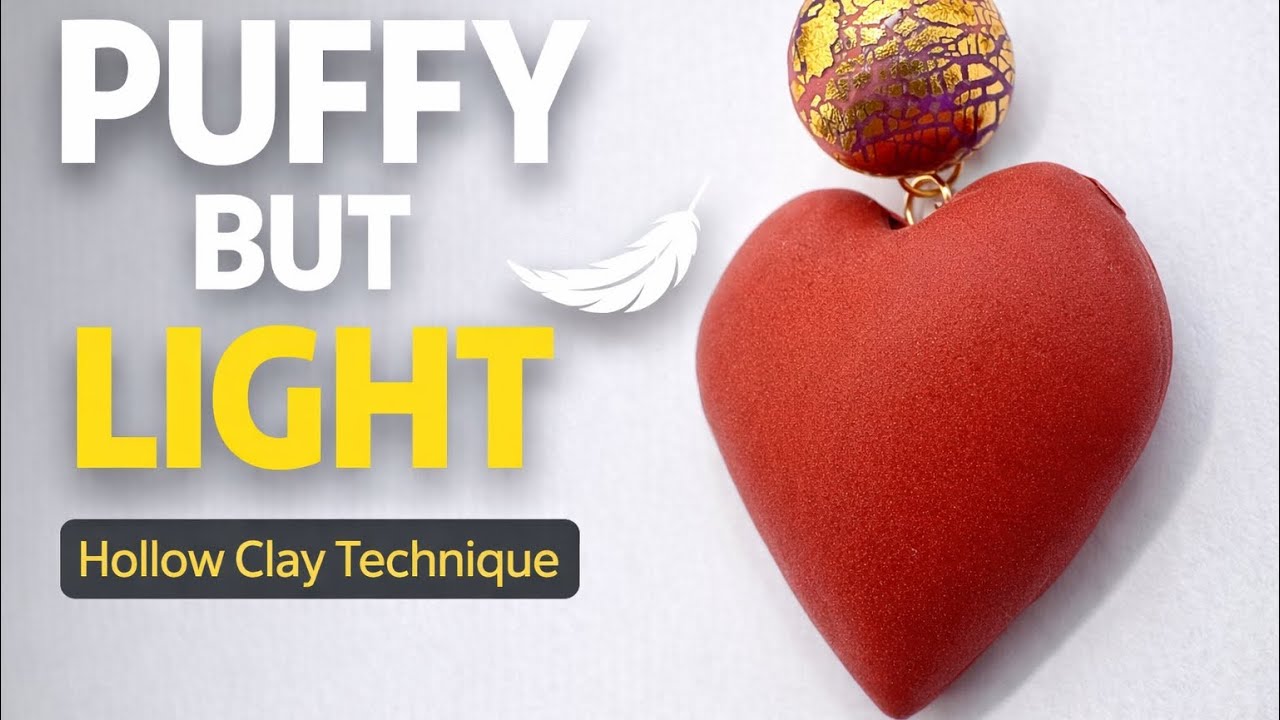 Puffy but Lightweight Clay Earrings | The Hollow Clay Technique