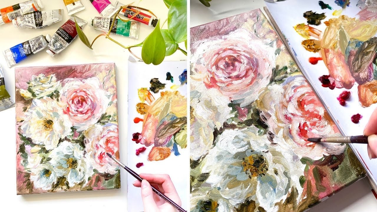 How To Floral Oil Painting Real Time Demo WaterMixable Oil Paint