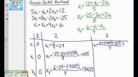 Numerical Analysis   The Gauss Seidel Method