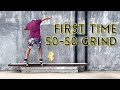 Practicing 50/50 Grind on 1ft Fun box 1 | at DIY Skate Park !!!