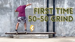 Practicing 50/50 Grind on 1ft Fun box 1 | at DIY Skate Park !!!