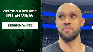 Derrick White Reacts to Winning NBA Sportsmanship Award | Celtics vs 76ers Pregame