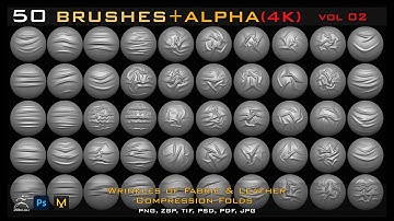Brush for ZBrush  Fabric & Leather Compression Folds vol.02