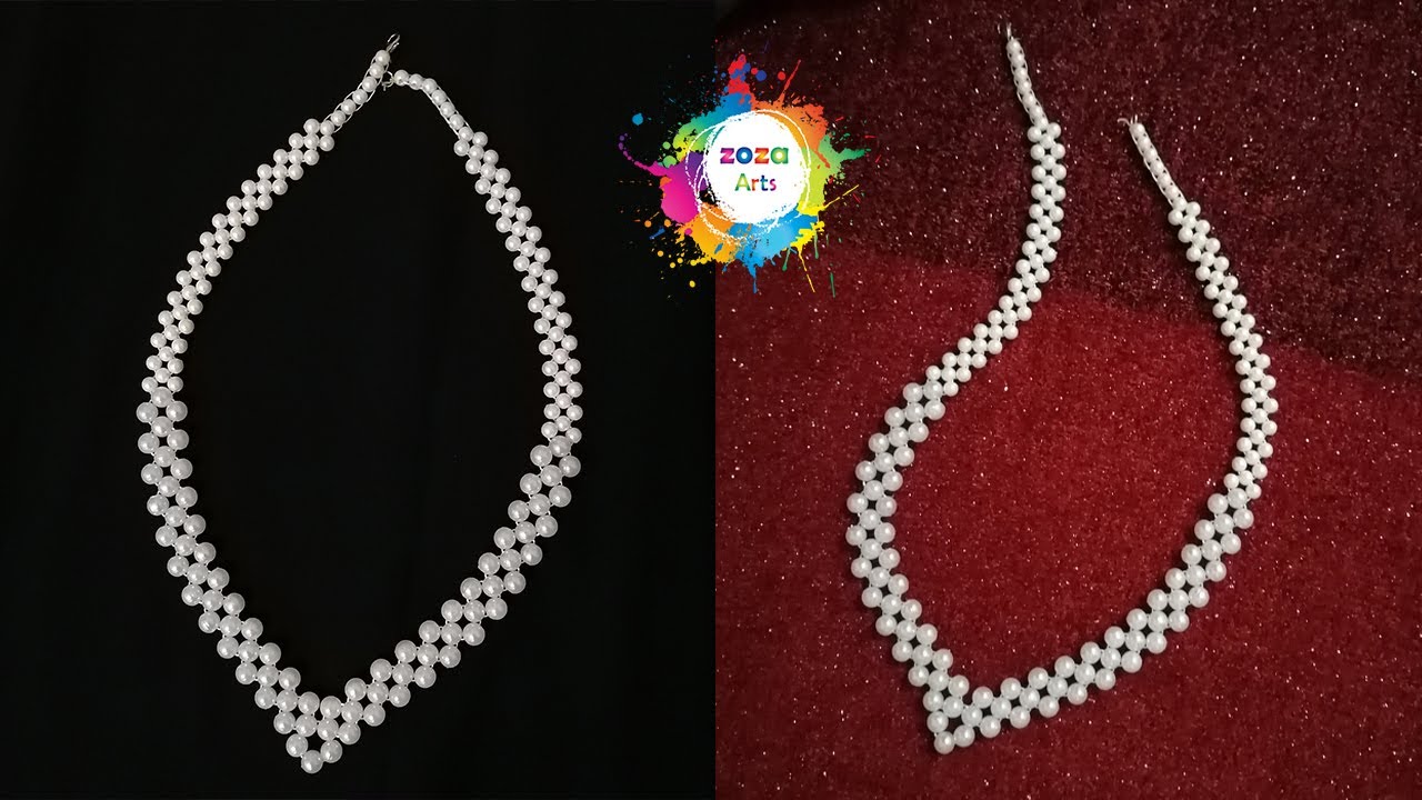صنع عقد انيق من خرز اللؤلؤ (اللولى)