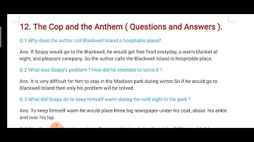 #12. The Cop and the Anthem# ( Questions and Answers ) Class VII English# Holy faith Publication#