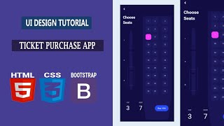 UI Design Tutorial - Ticket Purchase App | HTML CSS BOOTSTRAP