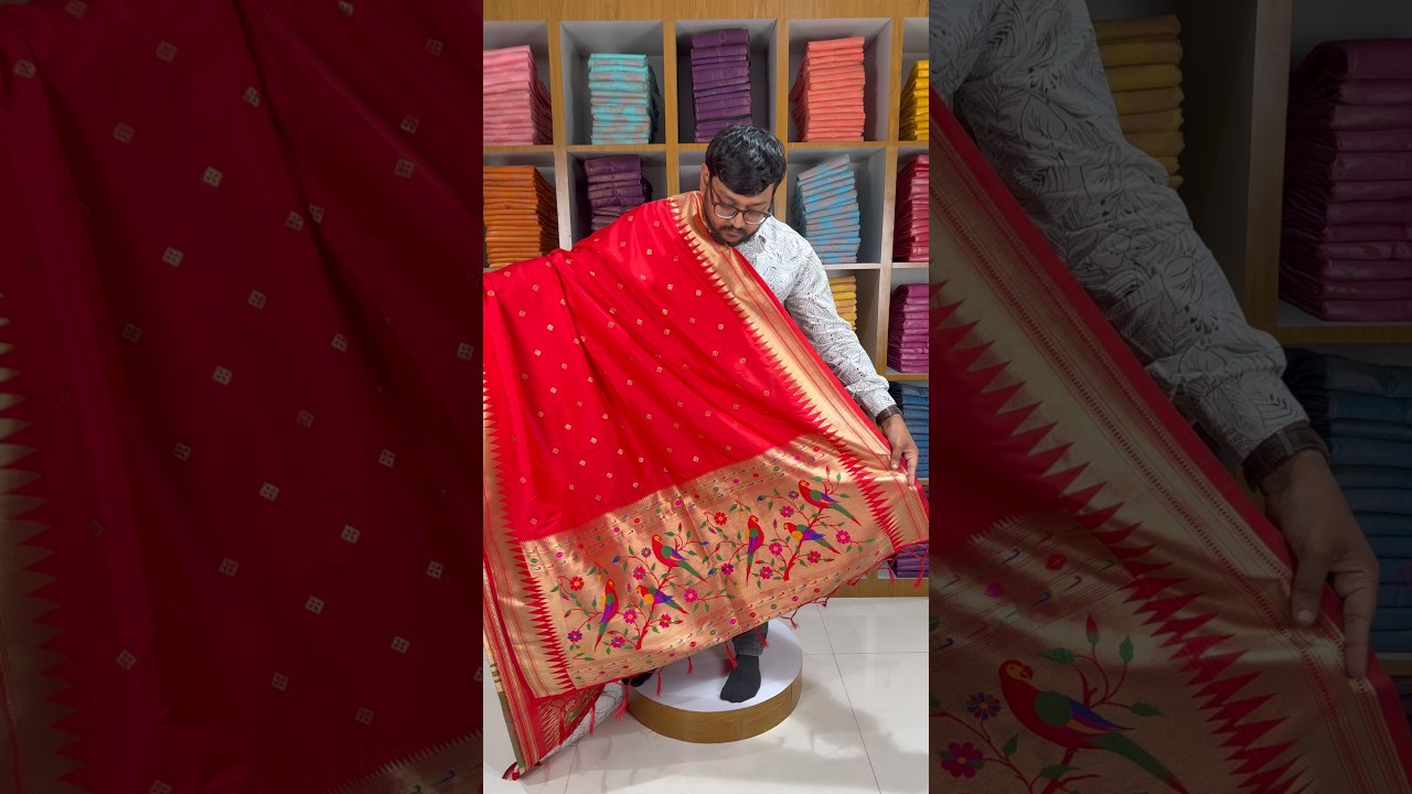 Pure Zari Temple Parrot Paithani Dupatta