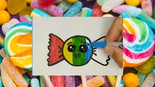 🌈Cómo Dibujar y Colorear un caramelo🍬 Paso a paso🎨Dibujos fáciles✏️How to draw a sweet step by step