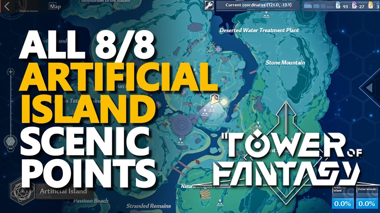 Artificial Island Scenic Points Tower of Fantasy All 8/8