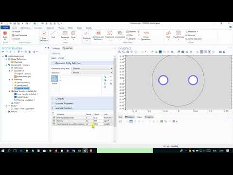 Comsol'da 2D kesitinde sabit sıcaklık testi için kuyu modellemesi