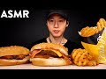 ASMR Carl's Jr Western Bacon & Jalapeno Burger + Waffle Fries Mukbang (No Talking) EATING SOUNDS