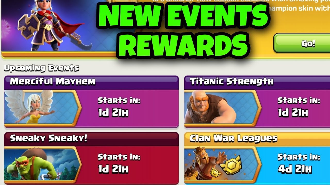 Coc Upcoming Event Rewards | Titanic Strength Event Reward | Sneaky Sneaky , Merciful Mayhem Event