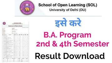 How to Download 2nd & 4th Semester B.A. Program Result SOL DU