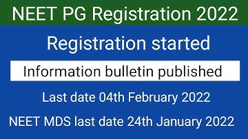 NEET PG 2022 registration started !! Information bulletin published !! Important dates