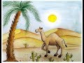 How to draw scenery of desert with camel