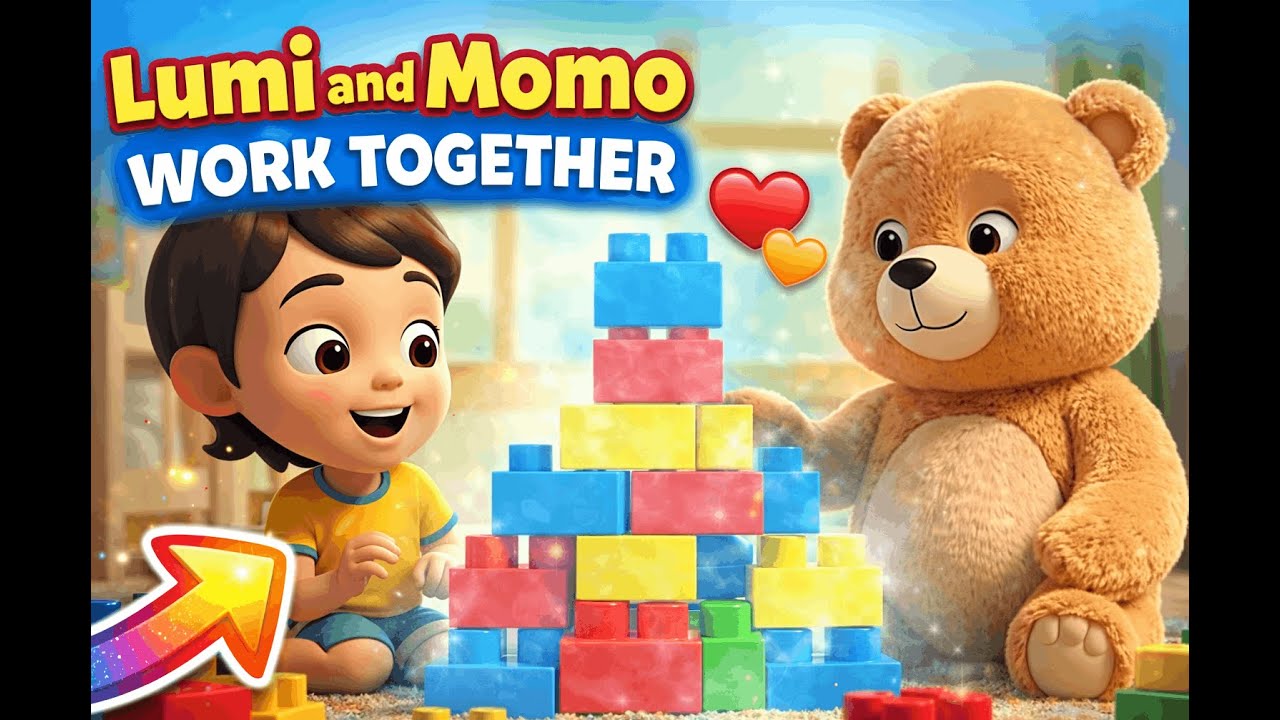 Lumi & Momo Build Together 🧱✨  Learning to Help Each Other